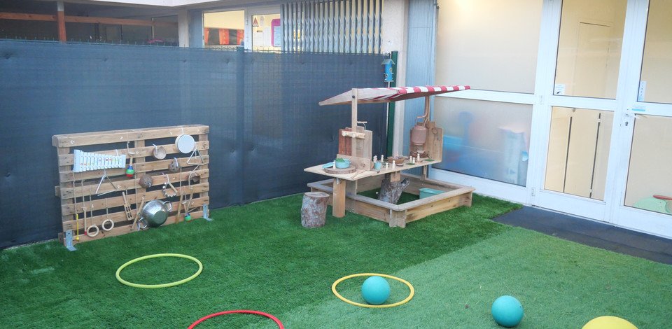 Crèche Mougins Opaline people&baby espace extérieur jeux enfants ballons jardin